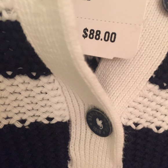 NWT Brooks Brothers' red fleece' navy stripe short sleeve sweater /Medium - Picture 5 of 13